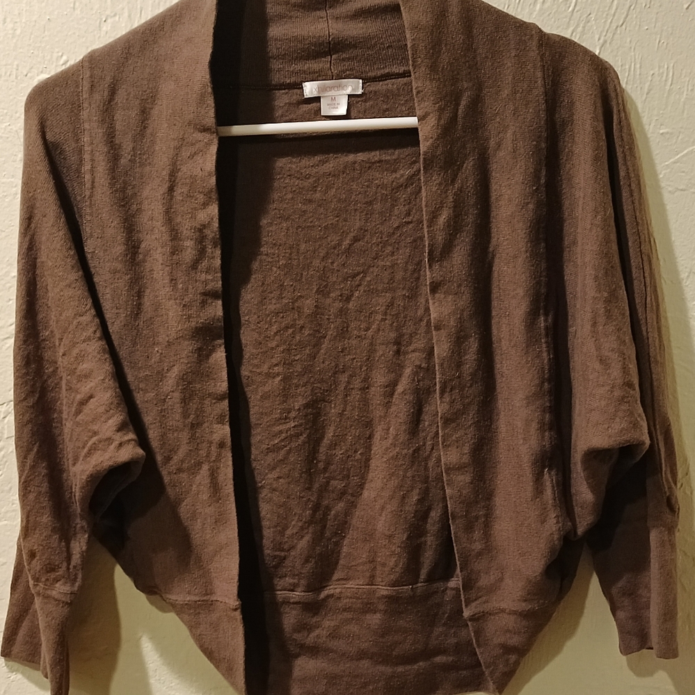 xhilaration brown elbow length, open face, sweater.